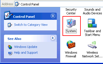 System icon in Windows XP